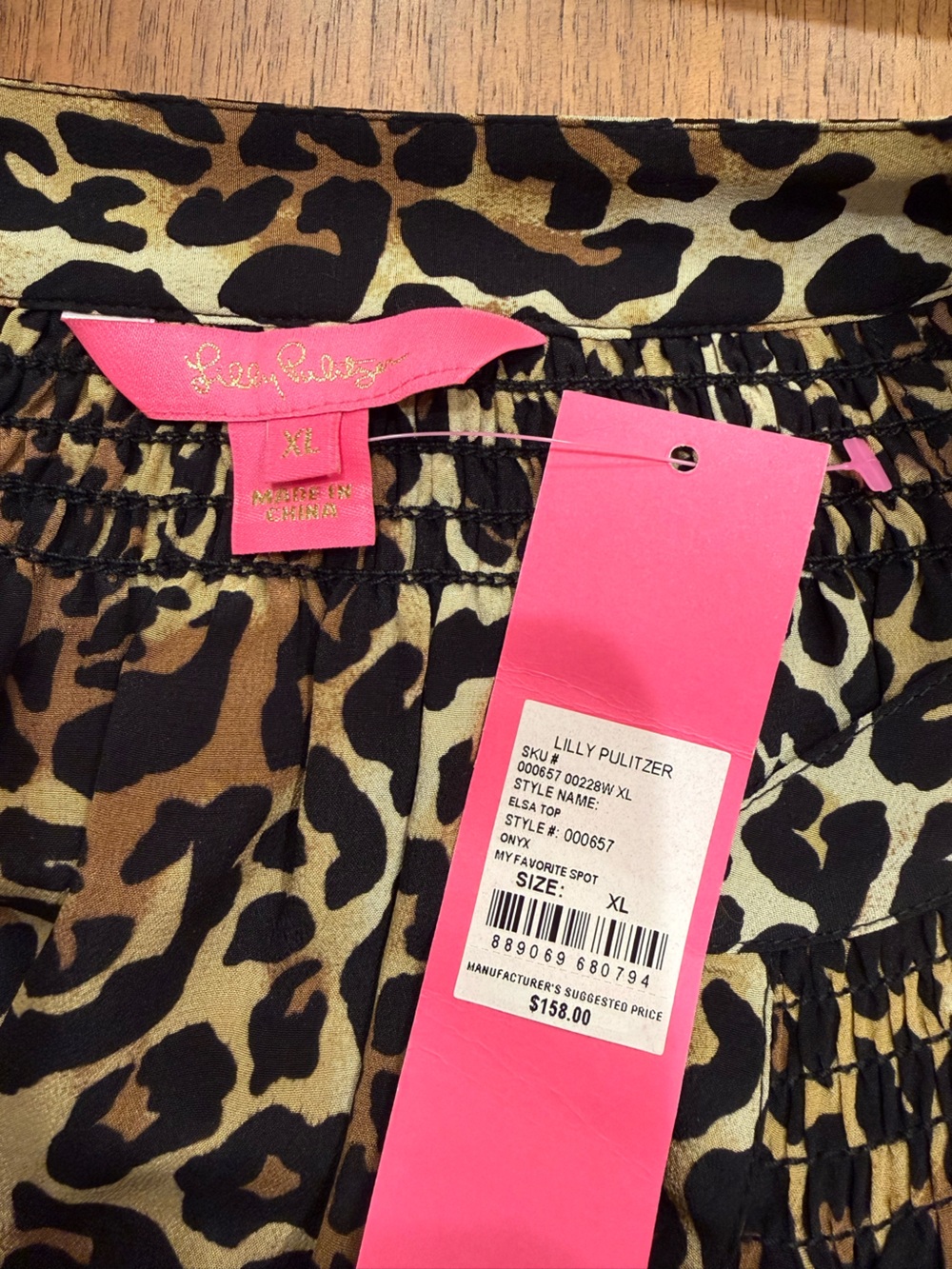 Lilly Pulitzer Animal Print V-Neck Blouse in Brown, Black & Cream - Picture 5 of 7